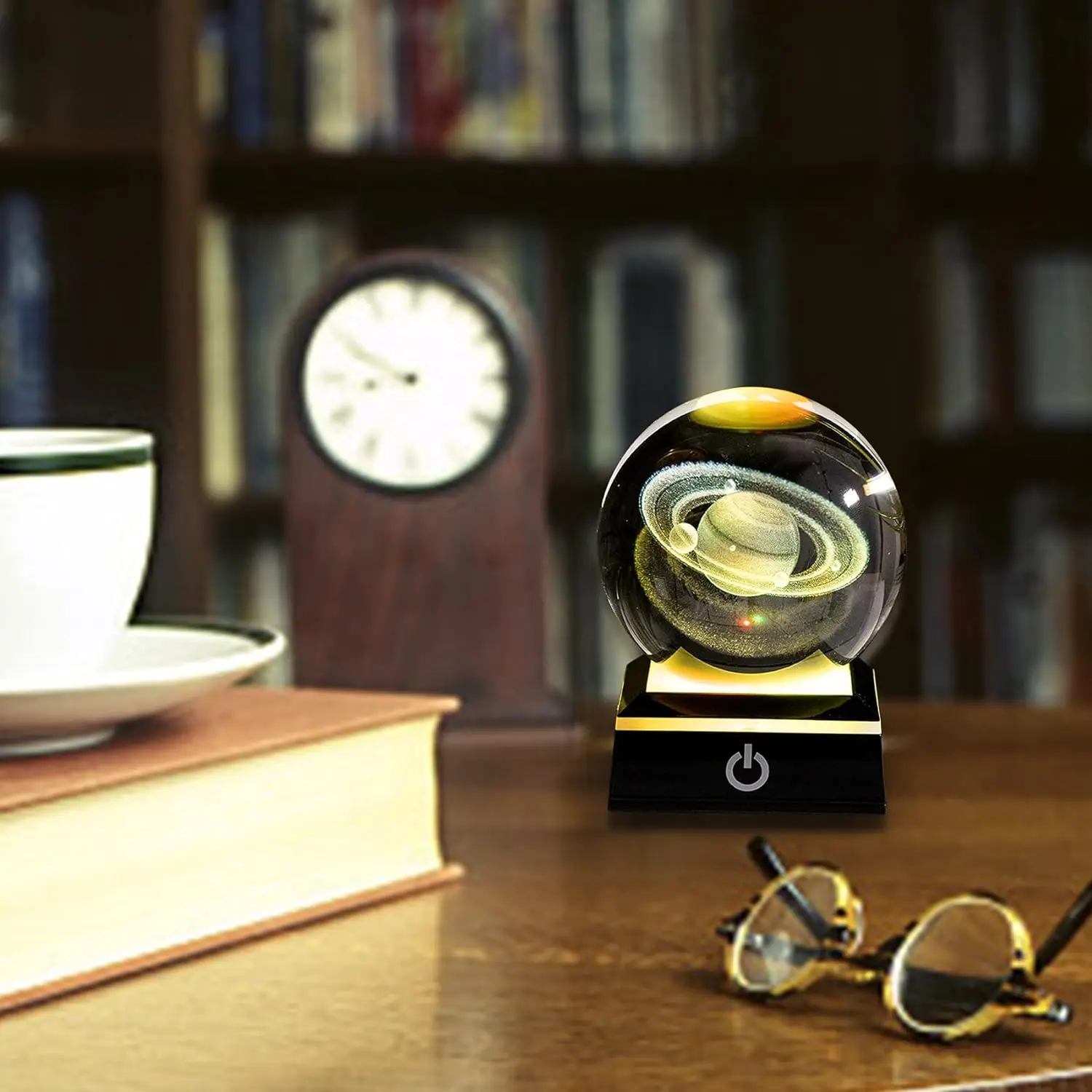 Hot Sell Creative Saturn Space Model Crystal Blank Glass Ball 3D Laser Engraved Table Decoration Crystal Ball