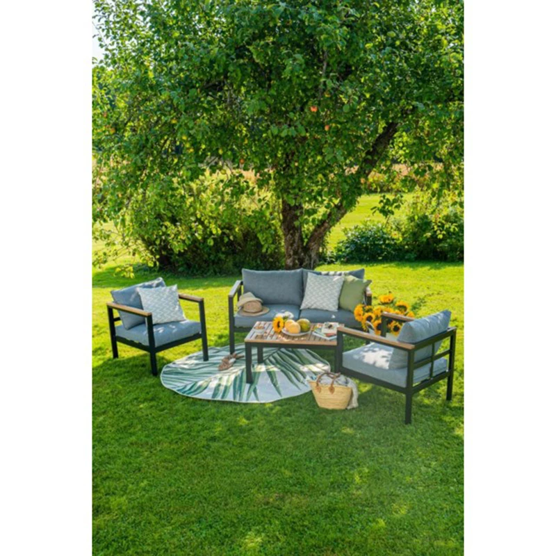 YASN 5pcs Sofa Set Modern Aluminum Outdoor Garden Sofa Set Lounge Patio Furniture chair table sets outdoor dining furniture