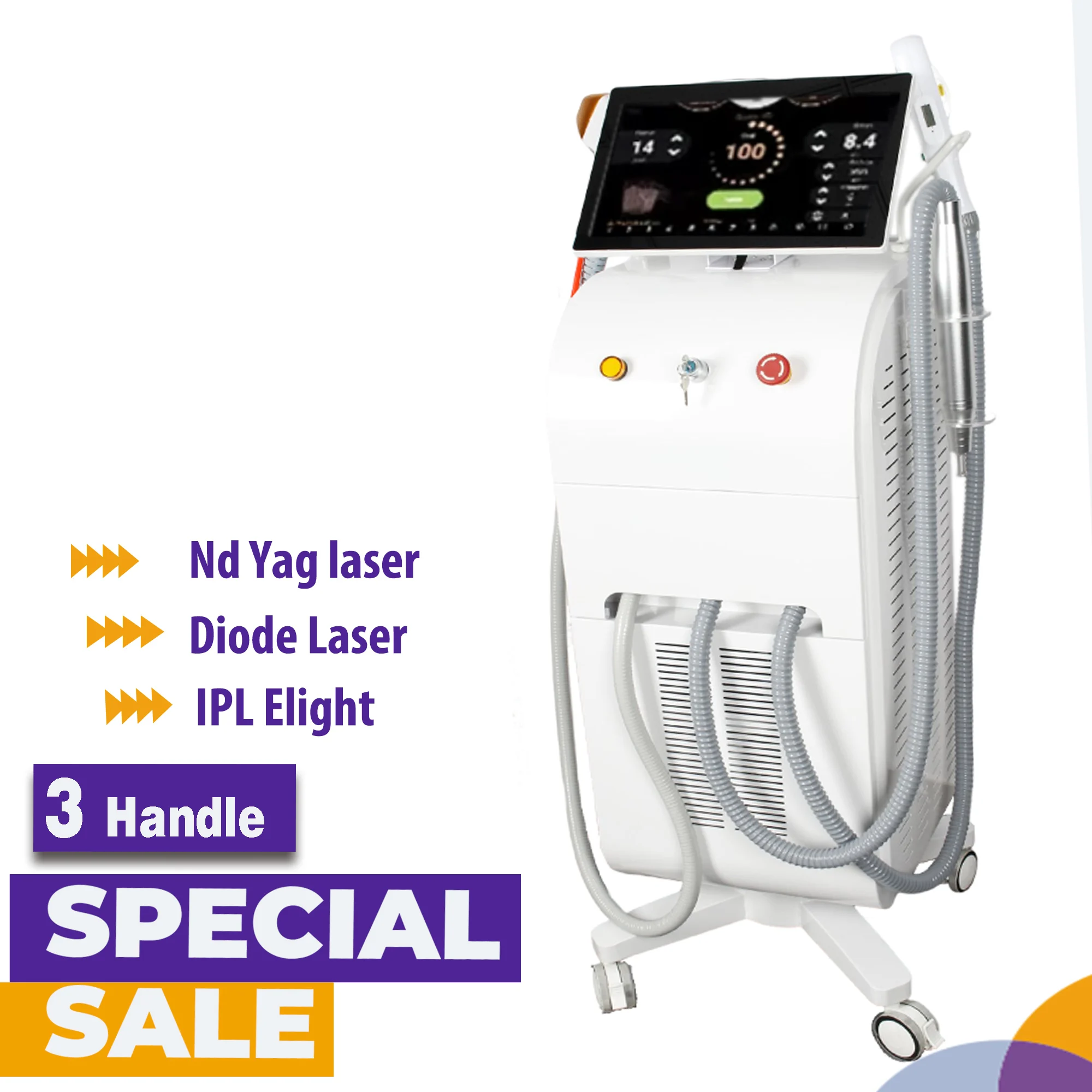 4 In1 IPL+ Rf+Nd Yag+ Diode Laser  755 808 1064 nm Triple wavelength Laser Beauty Equipment