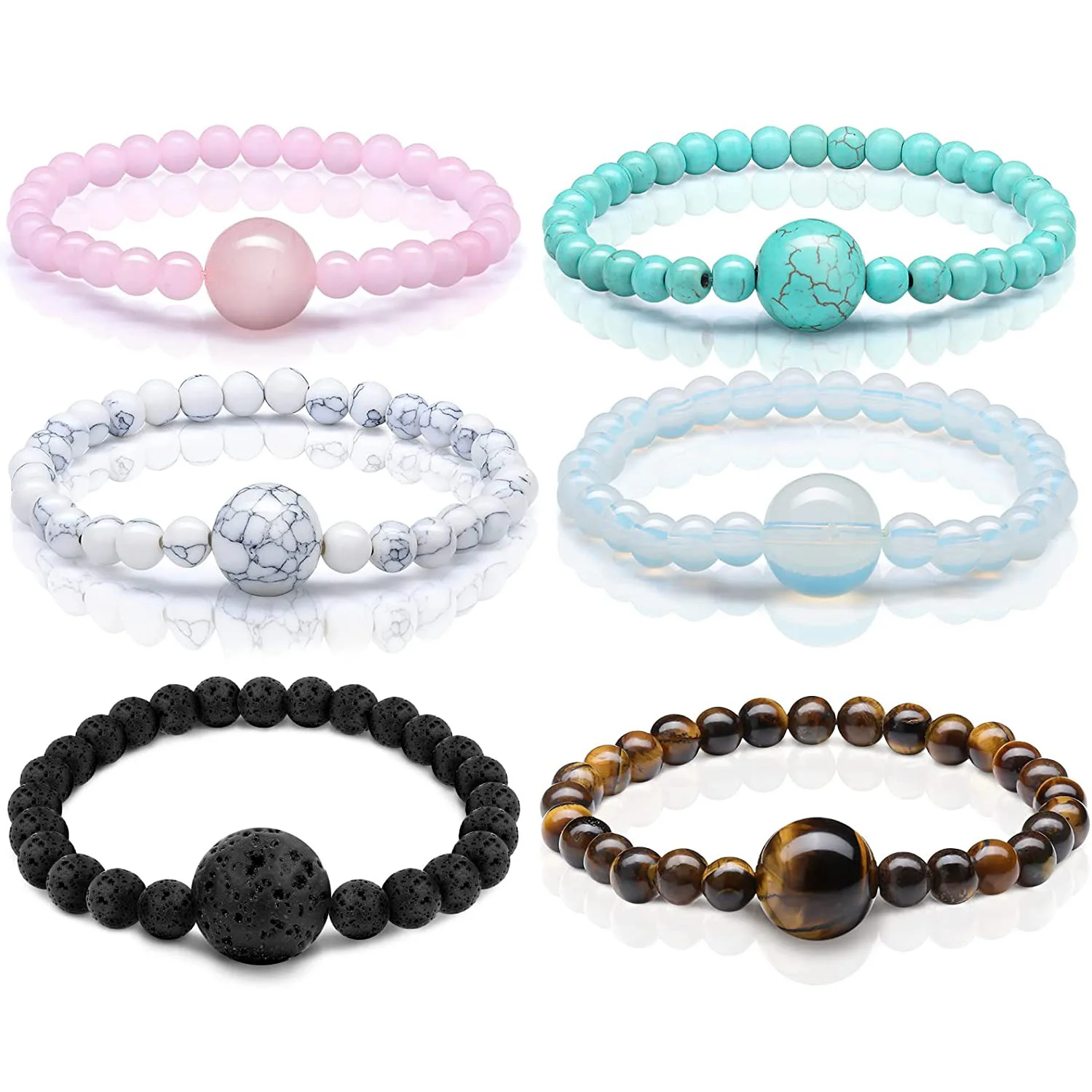Anti Nausea Wristband Bracelet 6&14MM Natural Stone Bracelet Nausea Relief Bands Adjustable Bracelet
