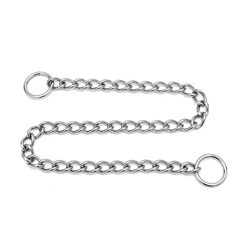 pet accessory chrome plated stainless steel pet training chain collar og choke chain collar