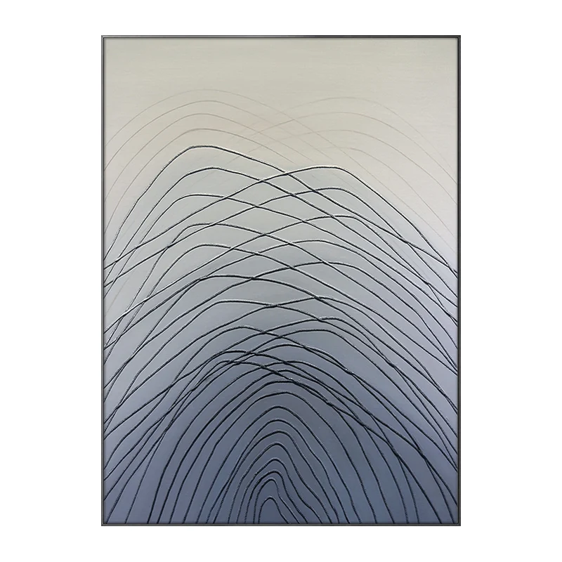 Modern Light Luxury Abstract Blue Gradient Line Art Three-dimensional Painting