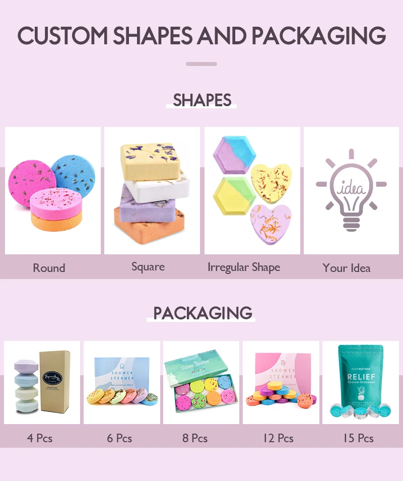 Wholesale Long Lasting Scent Shower Steamers Aromatherapy Shower Bombs With Essential Oils For Women Men Instant Stress Relief