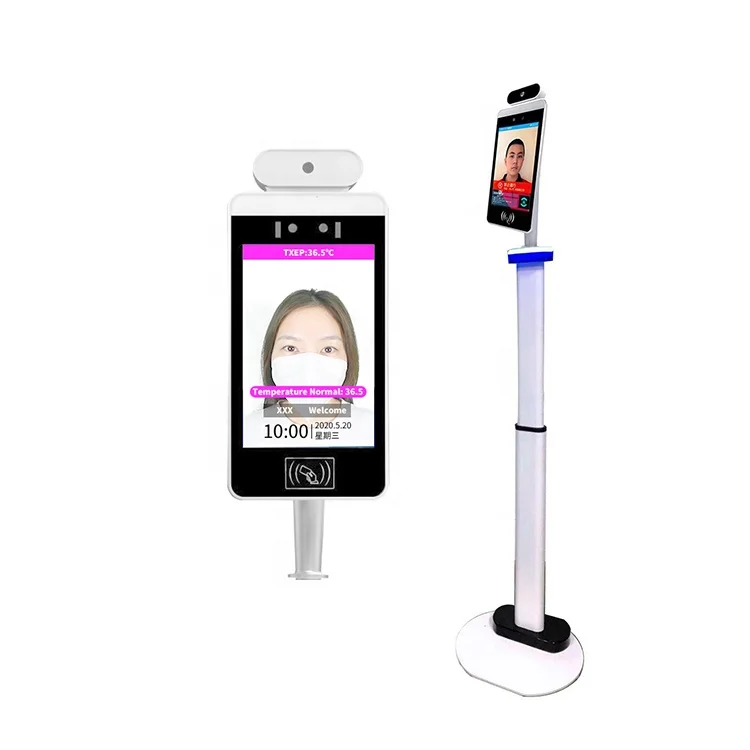 
8 inch wall mount ai automatic body facial temperature measurement recognition attendance system ip camera 