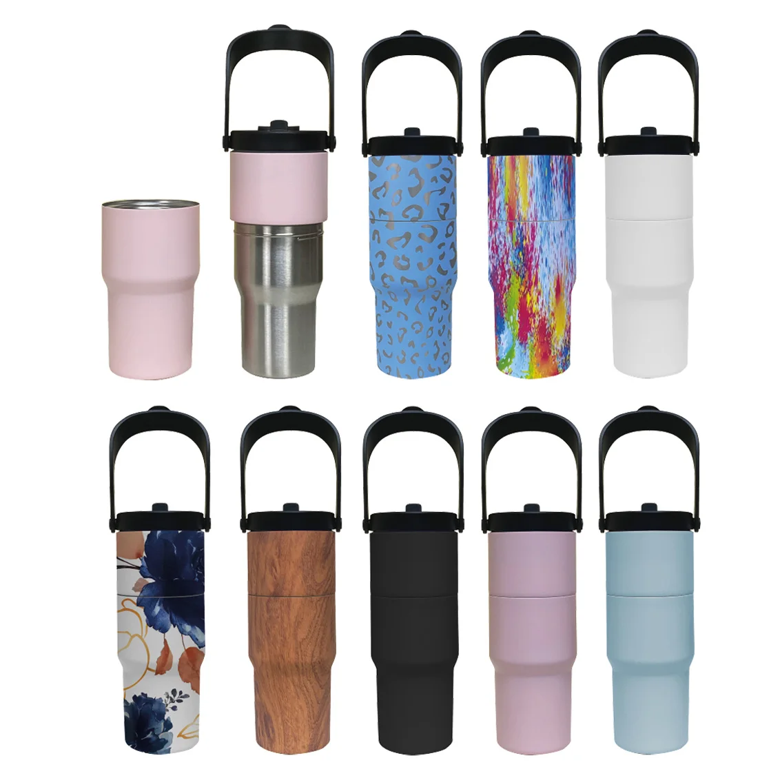 950ml 32oz 2 In 1 Stainless Steel Water Bottle Sport Tumbler Hiking Water Bottle Travel Coffee Mug Thermos Tumbler With Two Lid