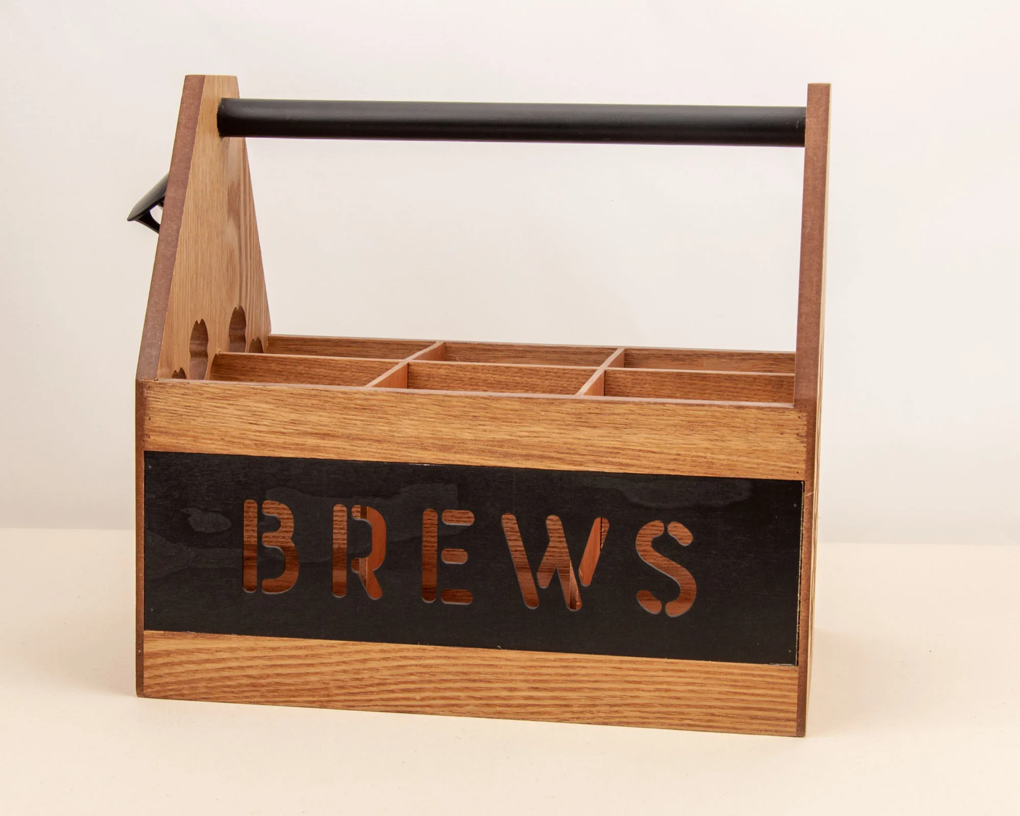 6 Packs Beer Red Wine Soda Wooden Bottle Caddy Carrier With Built-In Metal Opener
