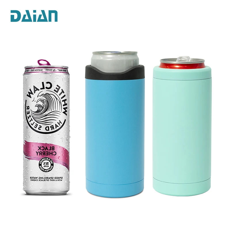 Promotion 12oz Reusable Insulated Double Wall Beer Slim Can Cola Holder Stainless Steel Can Cooler