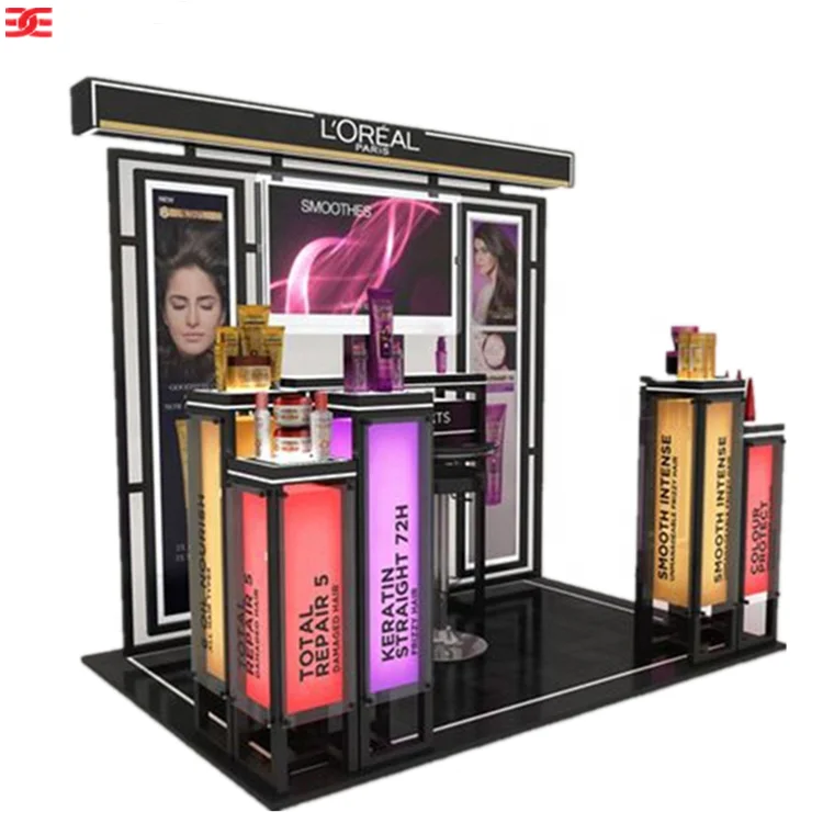 EXCEL Metal Floor Display Cabinet Acrylic Cosmetic Powder Stand Makeup Counter for Shop malls