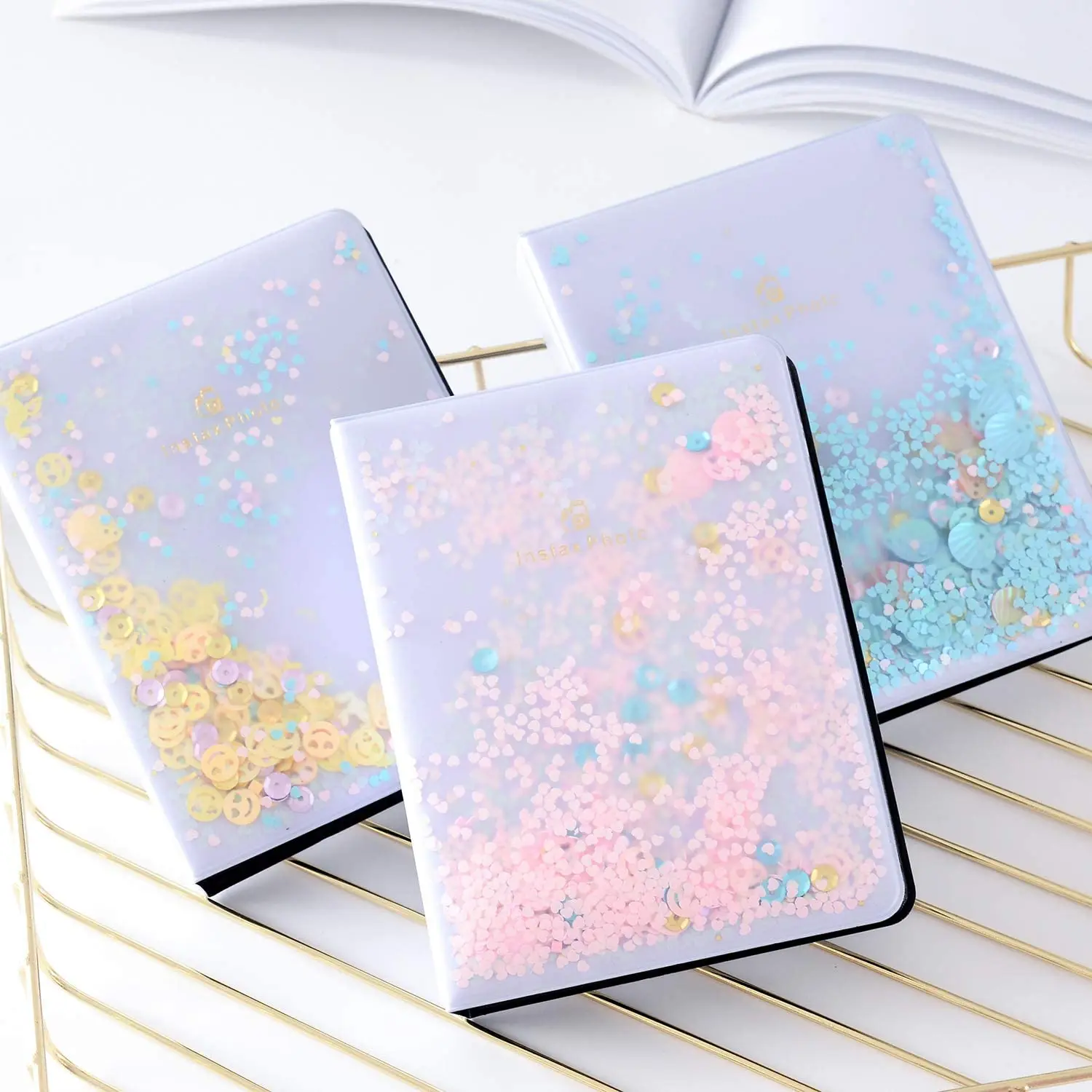 Custom design 80 Pockets Glitter  Mini Photo Album for Fujifilm Instax Camera Name Card photocard book