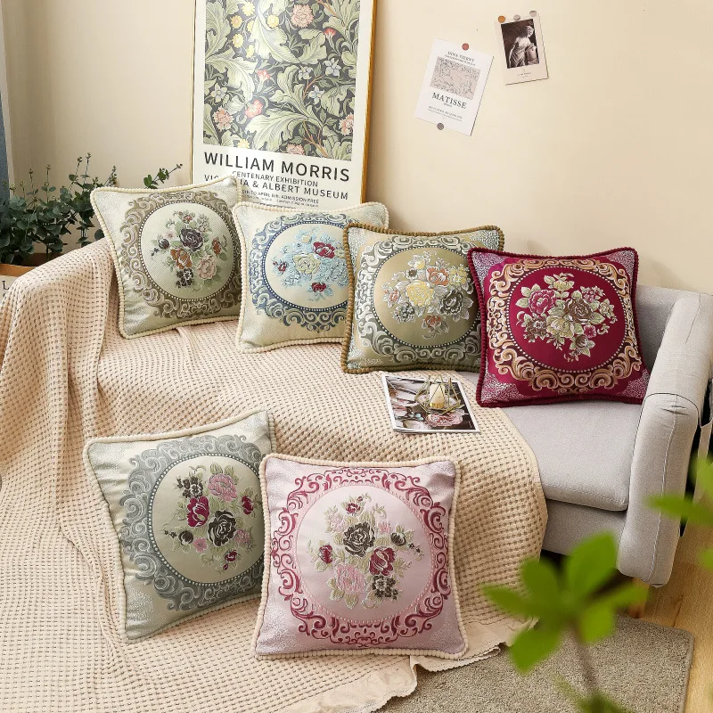 Home Decor Sofa Pillow Peony Flower Pattern Bedside Soft Cushion Cover