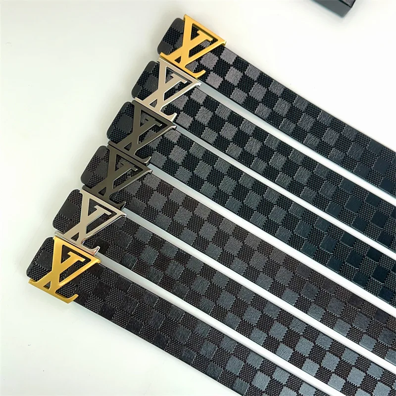 Belt Manufacturer Width Solid Brass Brushed L Letter Cow Leather Screw Removable Beaded Western Buckle Belt For Men