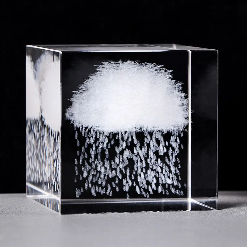 Honor of crystal 3d Laser Engraving Transparent Crystal Cube Cloudy Ornaments For Souvenir Gift
