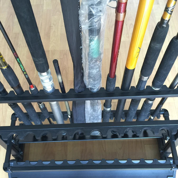 WEIHE 24 Holes frosted black fishing rod stand rod storage rack