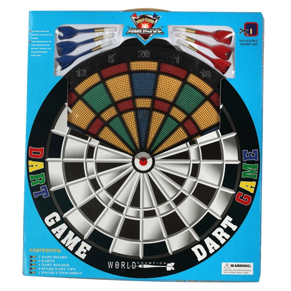 Hanging Indoor Darts And Kids Dart Board Set 18 Inch Plastic Dartboard With 6 Soft Tip Darts For Children And Adults