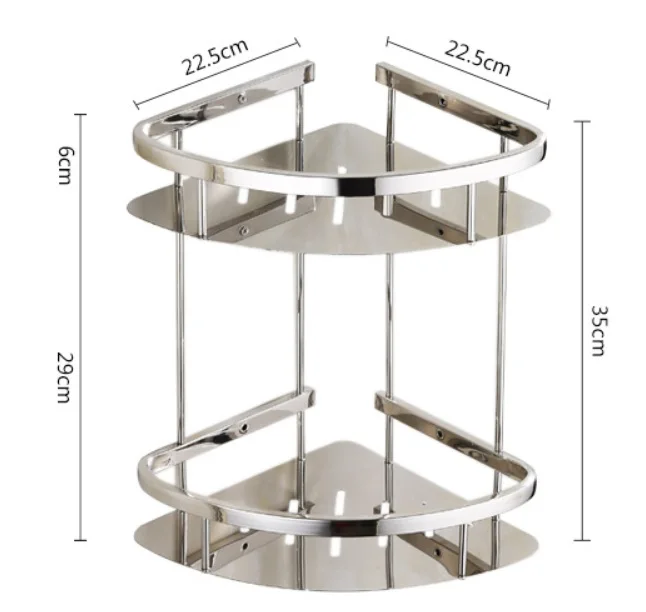 304 Stainless Steel Chrome 2 layers Shower Caddy Corner Bathroom Shelf Storage Organizer