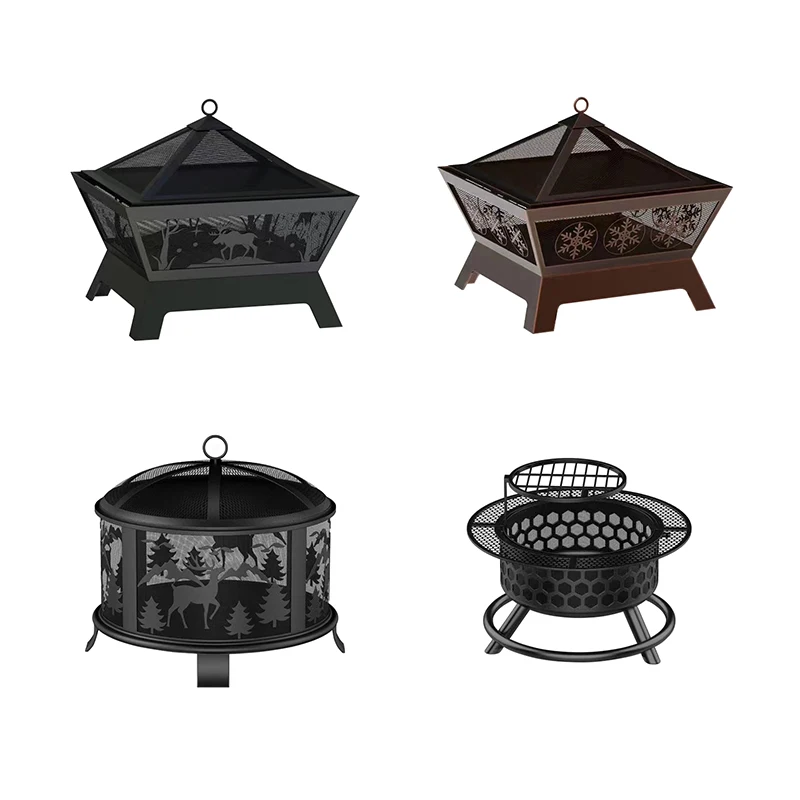 2022 Christmas Series Custom Fire Pit Bowl BBQ Wood Burning Round Rectangular Metal Camping Portable Outdoor Fire Pit