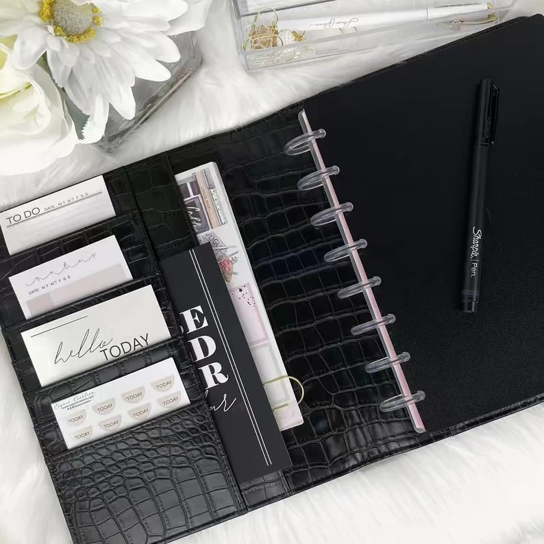 2023 Custom design filofax leather A5 organizer in black