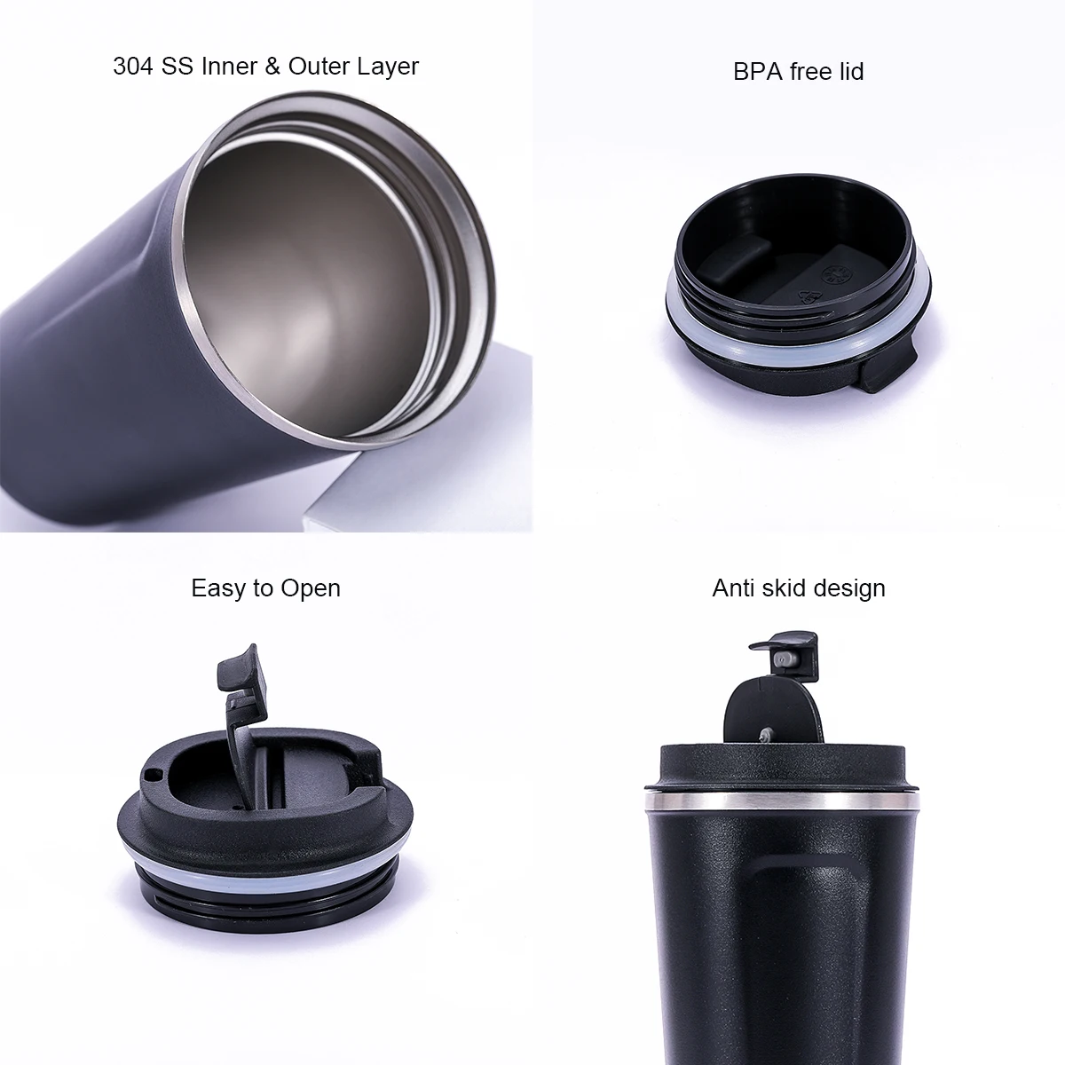 380ml/500ml 304 Stainless Steel Screw Lid Thermal Coffee Mug Cup Tumbler Car Travel Mug with Lid