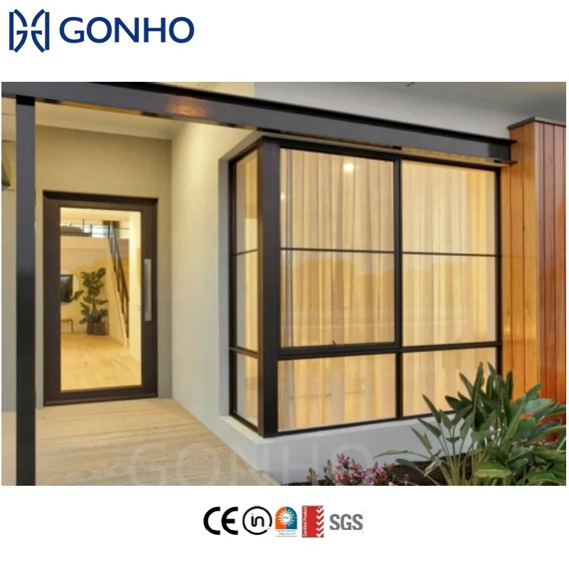 Factory Customized outside sliding window grill design Aluminum Rainproof Windows Alloy Sliding Window