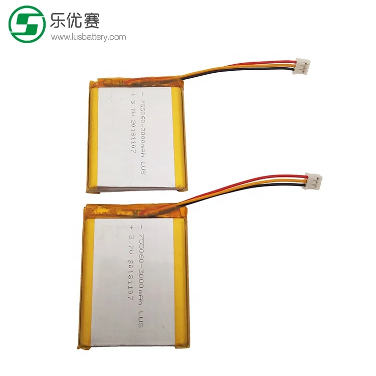 LP755060 Rechargeable polymer Li-ion battery 3.7V 3000mAh LIPOL BATTERY for Medical equipment