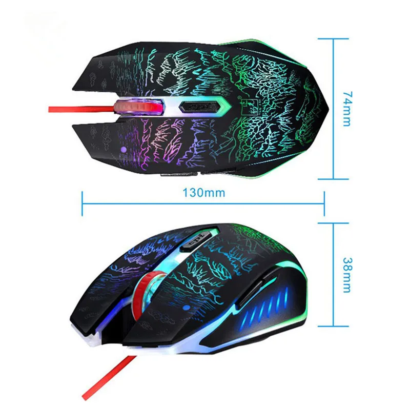 New design price luminous colorful LED Backlight DPI 1200/1600/2400 Interface USB 1.45m wired mouse optical