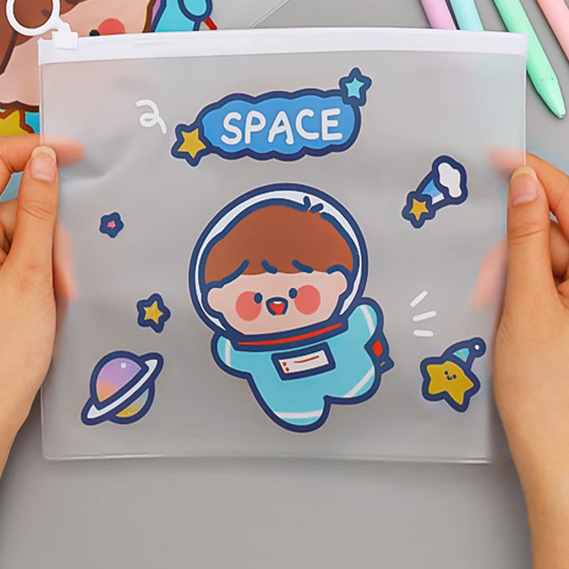 Kawaii Unique Plastic Clear Flat Stationery School Packing Cases Blank Transparent Pvc Small Pencil Storage Bag