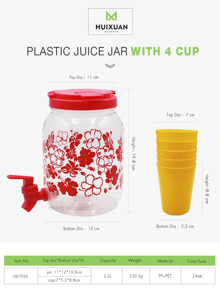 2.5L custom  plastic water cooler jug with tap