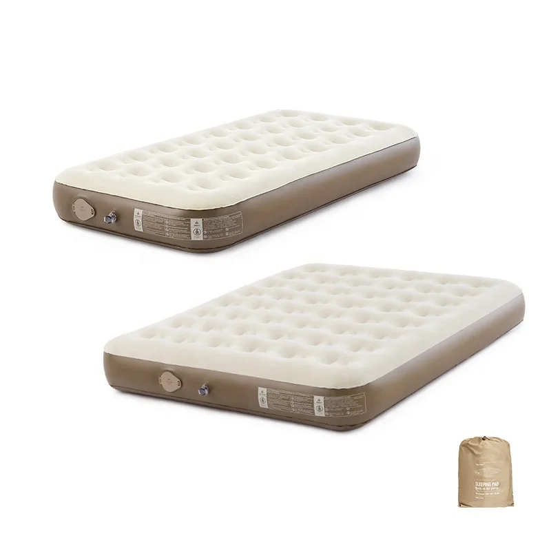 Outdoor Camping Portable Foldable Inflatable Flocked Air Bed Double Pvc Inflatable Air Mattress With Built-in Pump for Tent