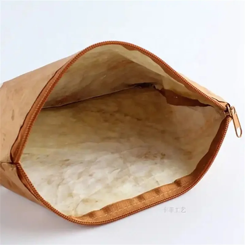 Chuanghua Custom Promotion of Ecological Mark Printing DuPont Paper Tyvek Retro Wash Brown Zipper Bag