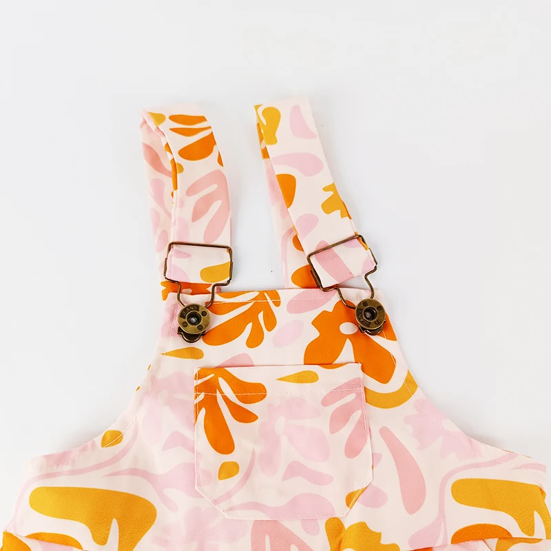 Pinuotu Baby Overalls Floral Suspender Pocket Shorts Children Casual Outfit Pink Flowers Allover Baby Spring Overalls