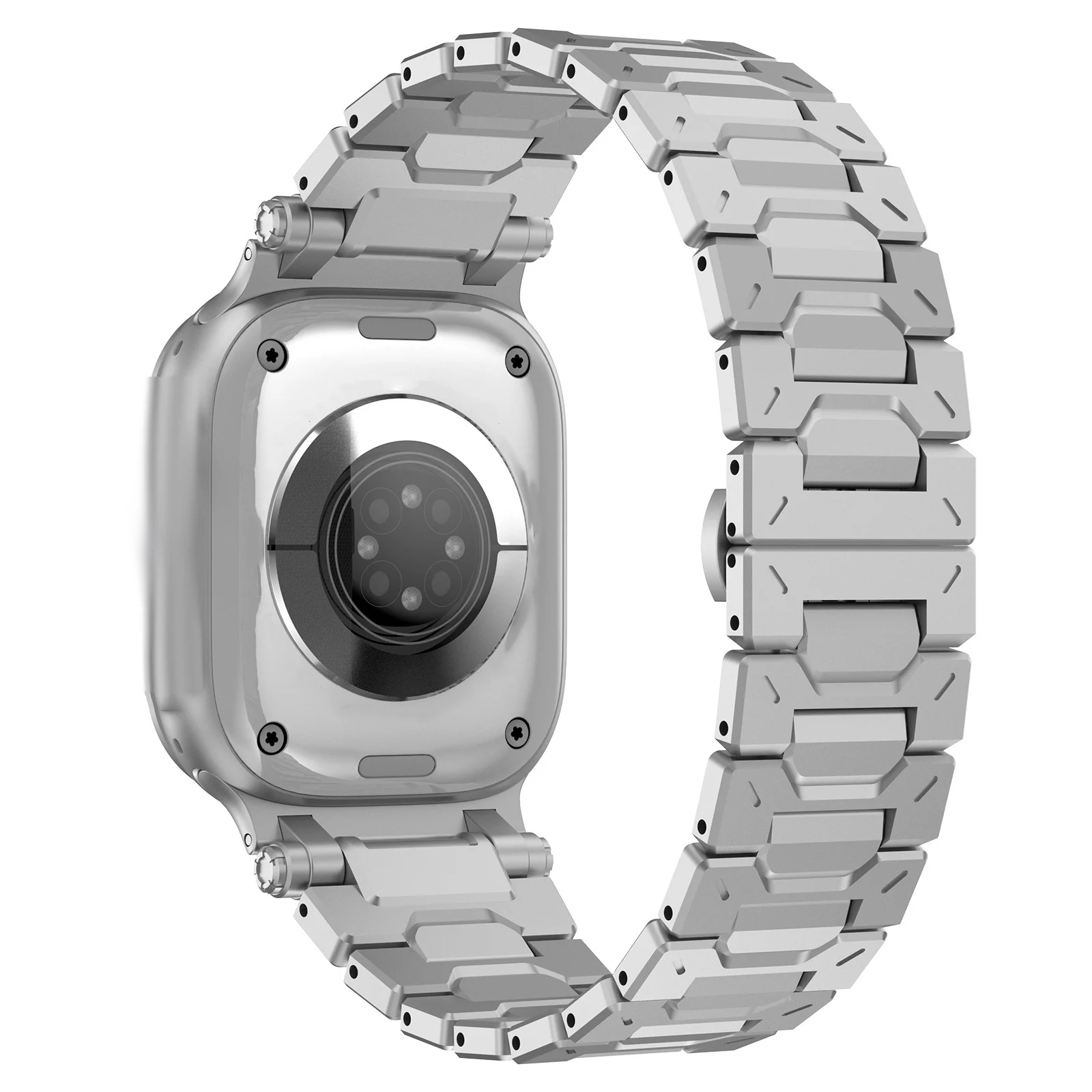 Titanium Color Butterfly Buckle Stainless Steel Watch Strap for Smart Watch 9 8 7 6 5 Ultra 42/44/45/46/49mm Iwatch Metal Band