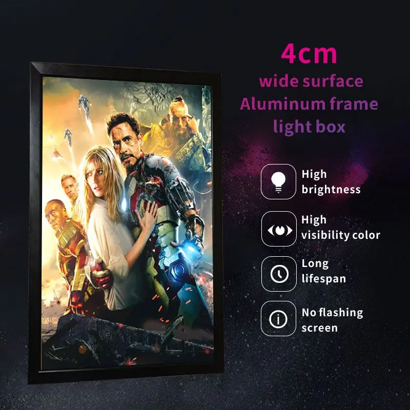 Backlight acrylic light box menu board display anime exhibit slim pizza led light box frame advertising