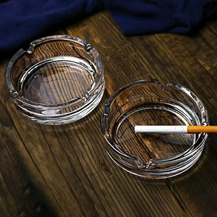 Wholesale Factory Cheap Price Round Transparent Smoke Ashtray Home Decor Smoking Accessories Clear Glass Ashtray