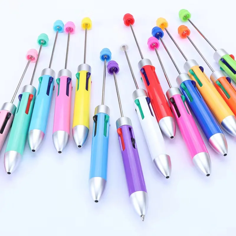 Hot Sale Amazon TikTok creative ballpoint Plush Pens Diy Pencil Accessories Metal Ballpoint  Premade Four color pen