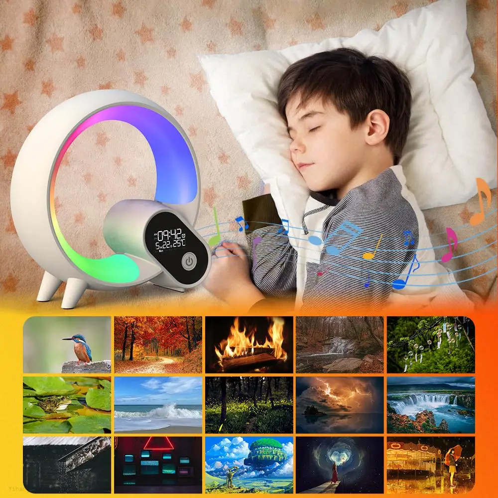 Hot Sale White Noise Machine Music Dimmable RGB Q Newly Alarm Clock Mini Smart Portable Speakers