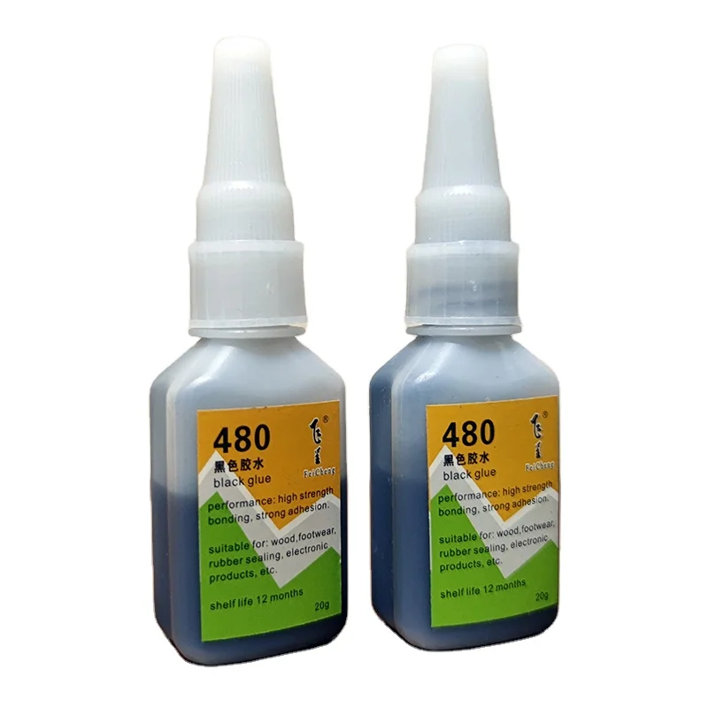 Отличный ударопрочный, вибрационный, термостойкий и ударопрочный цианоакрилатный клей мгновенного действия, черный клей 480