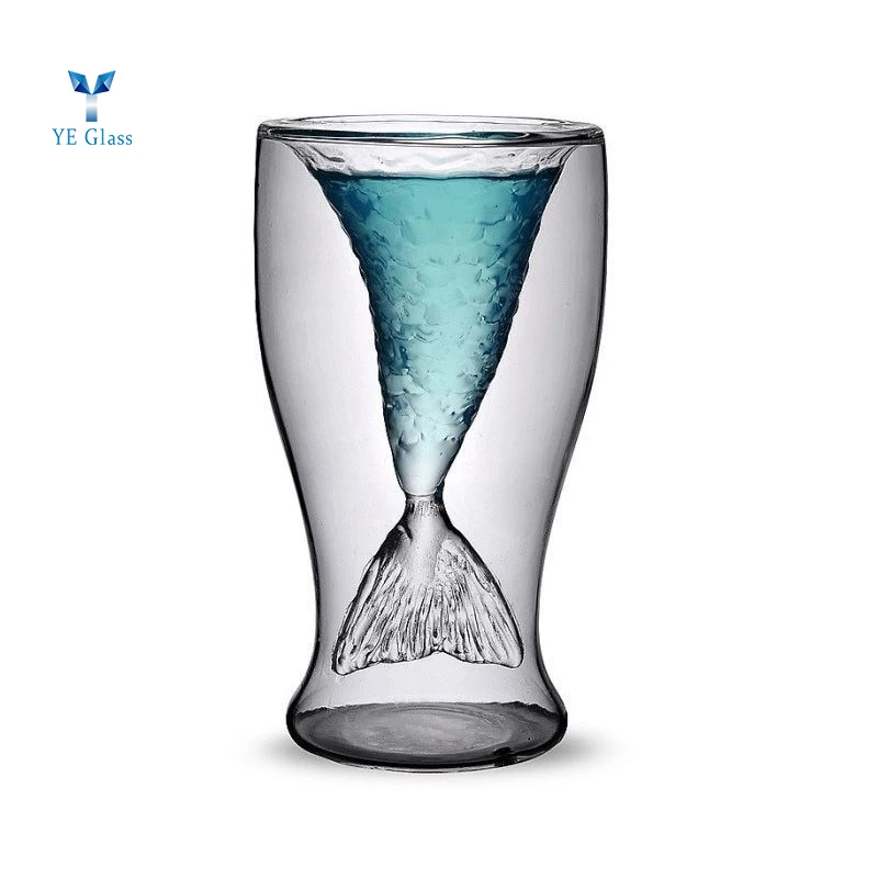Unique Fishtail Shaped Glass Cup Beer Mug 100ml High Borosilicate Glass Drink Mug