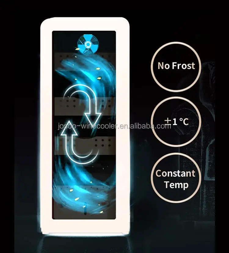 Josoo 50L Retro Wood Grain Cigar Humidor Freestanding Cigar Cooler Refrigerator With 500 Cigars Storage