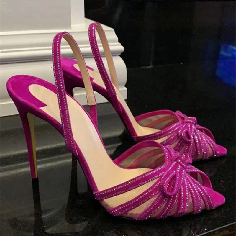 Wholesale Good quality Designer Peep Toe Sexy Ladies Footwear Rhinestones Red Bottom Heel Sandals Wedding Shoes For Women