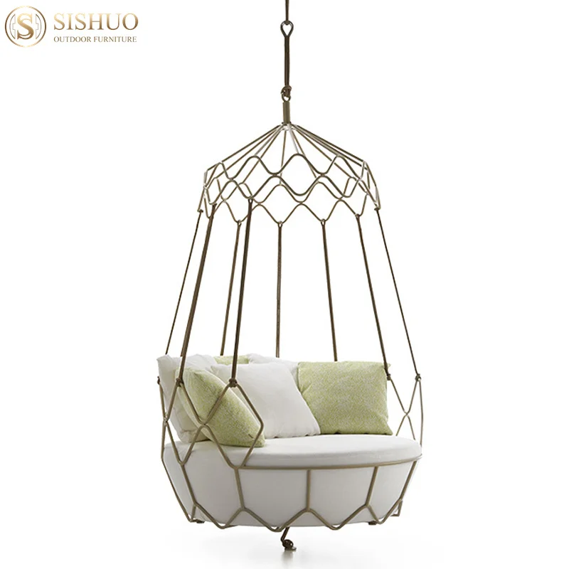 Modern garden furniture patio egg chair swing hanging hotel home outdoor swing bed
