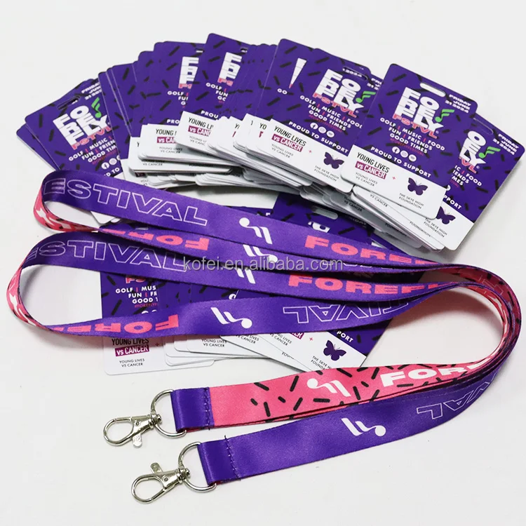 Kofei Customized Lanyards Full Color Printing Work ID Card Holder Sublimation Teacher Neck Polyester Lanyard With Logo Custom
