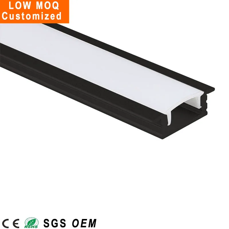 LED Heatsink Includes PC opal light diffuser Slimline black recessed profiles for flexible led strip lights