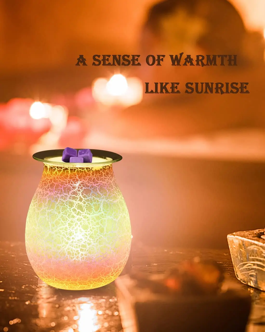3D Glass Wax Melt Burner, Electric Glass Oil Warmer Night Light Firework Scented Candle warmer Tart gift set  for Home