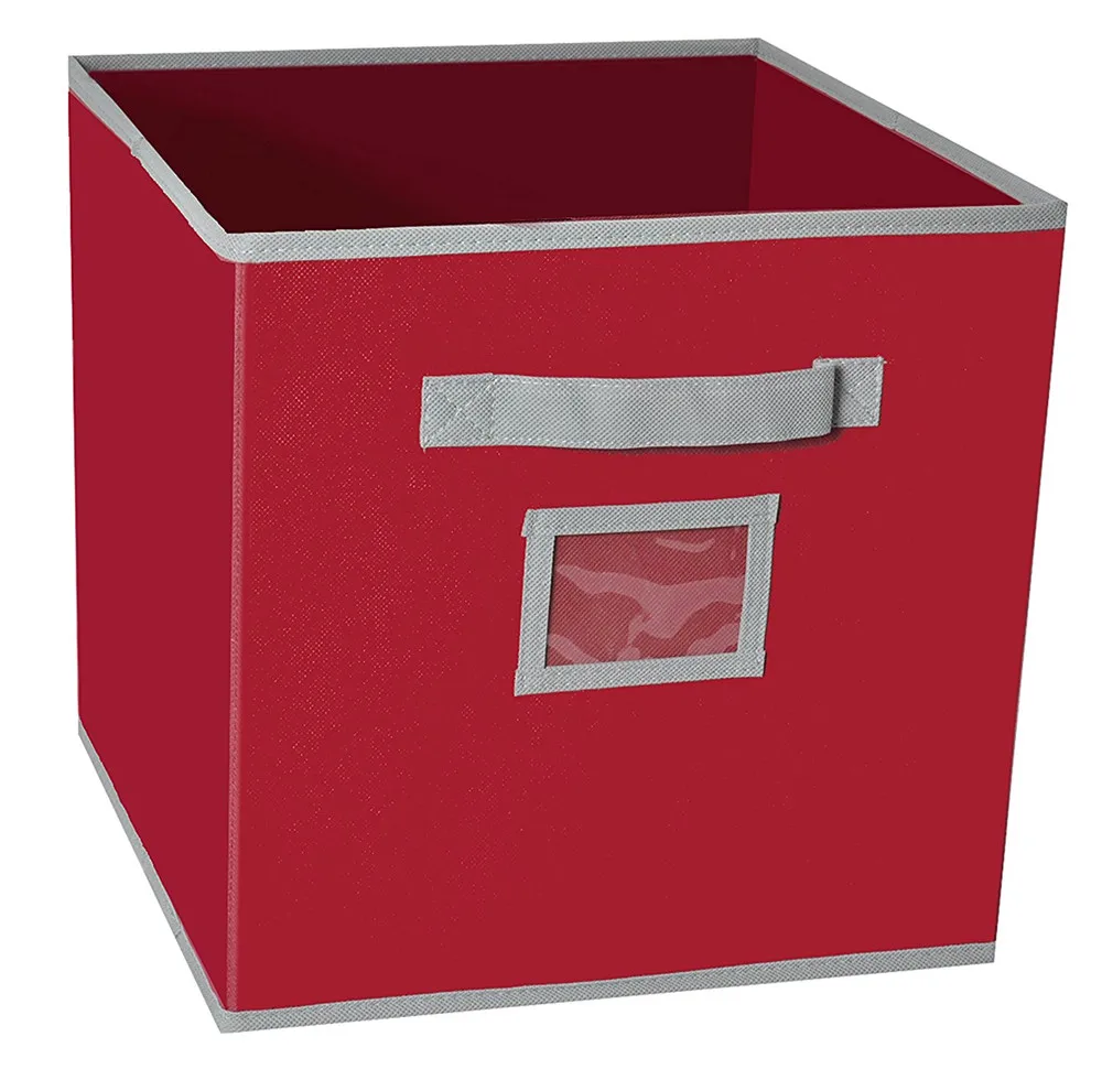 Модные деликатные складные корзины для хранения куб ткань ящики с ручкой и этикеткой держатель ткань Кабби ящики