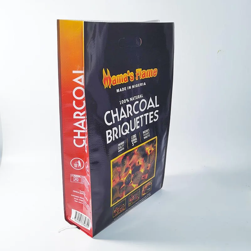 Low price gravure printing 3kg 5kg 10kg plastic pp woven sack charcoal packing briquette carbon brick lump charcoal bag