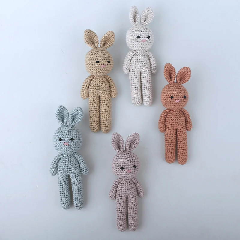 Wholesale Knitted Rabbit Crochet Animal Toys Handmade Knitted Animal Crochet Stuffed Toy.
