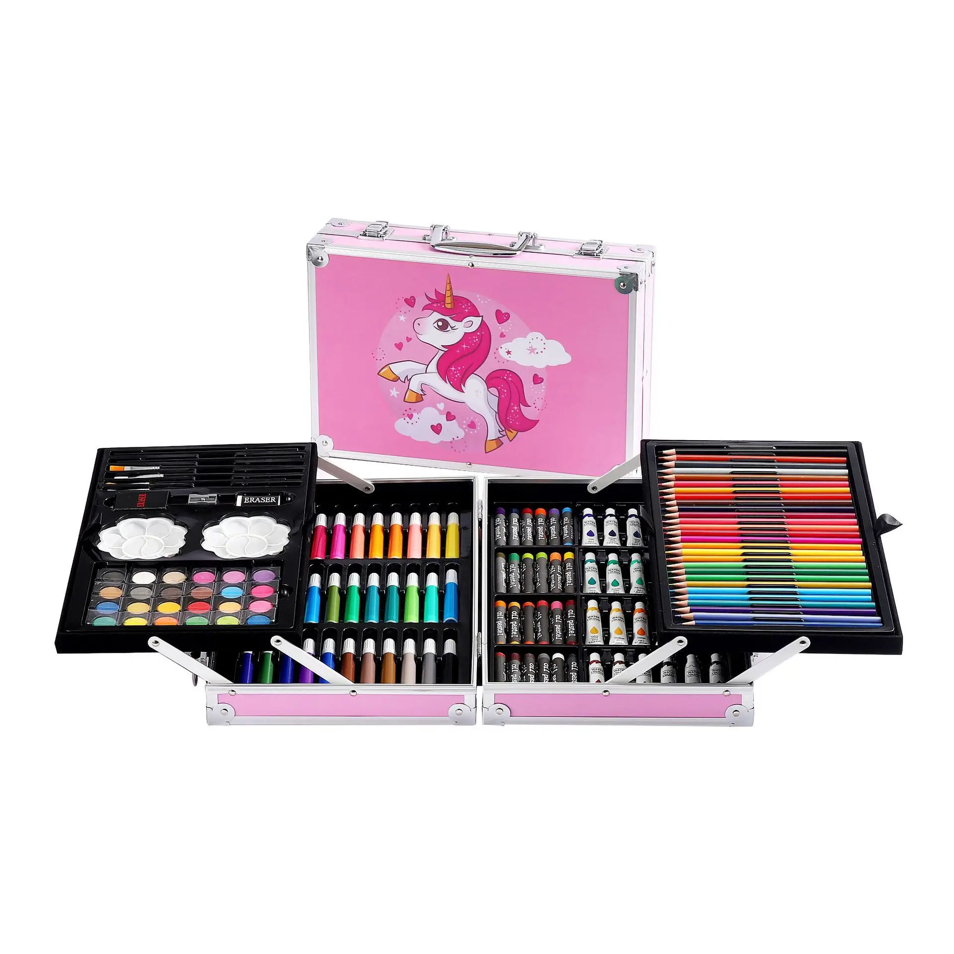 208 pieces Art Supplies produced Oil Pastels Crayons Colored Pencils Markers Painting Drawing Toys Art Set Case