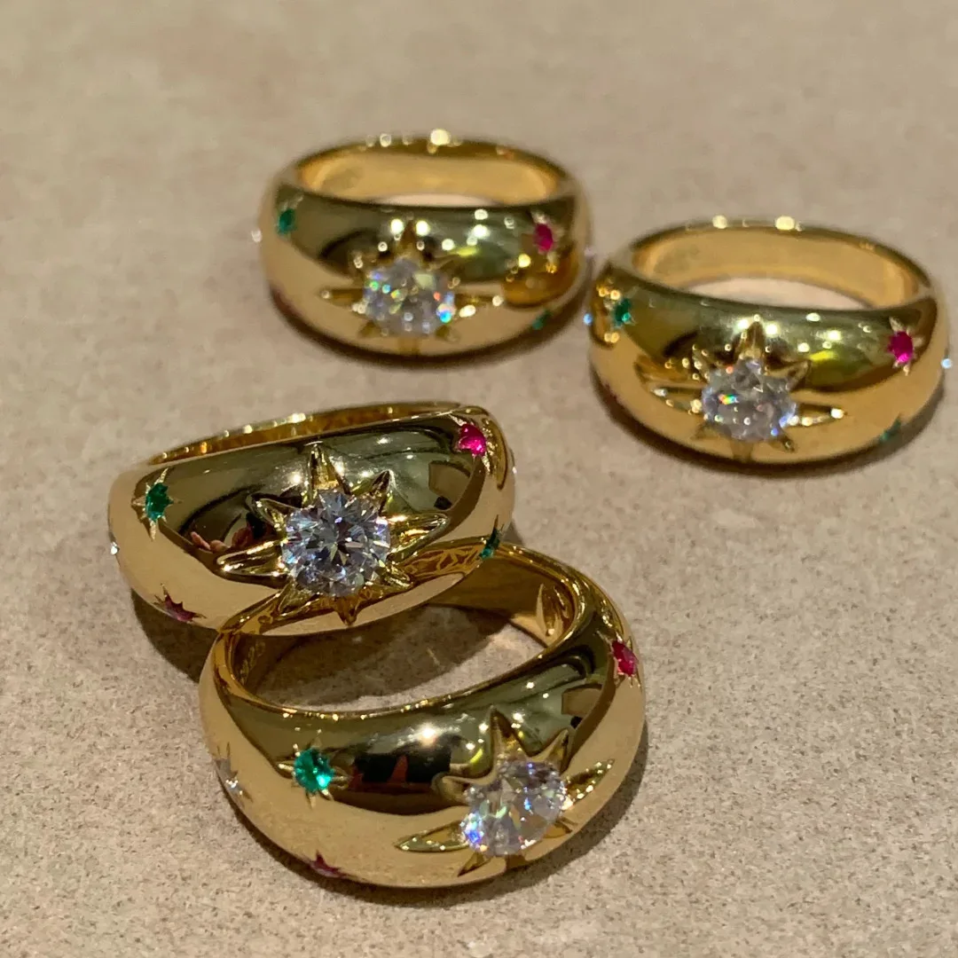 Позолоченное кольцо-печатка anillo oro minerales naturales pvd semanario de 21k Золотое кольцо cavallero laminado