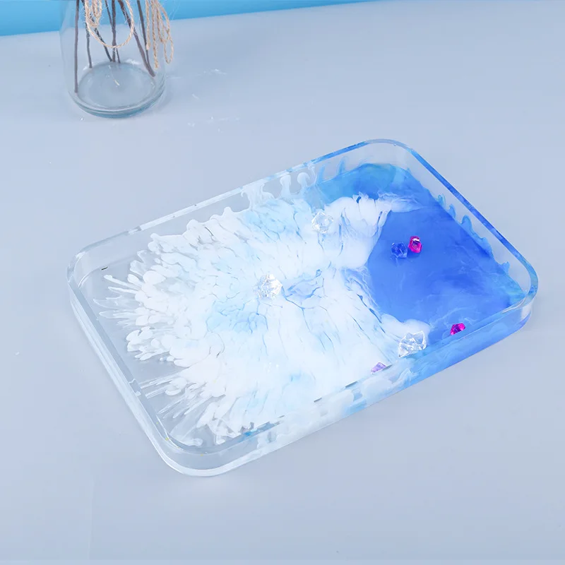
shinny big size blank rectangle shape rolling tray silicone mold resin mould for resin craft diy 