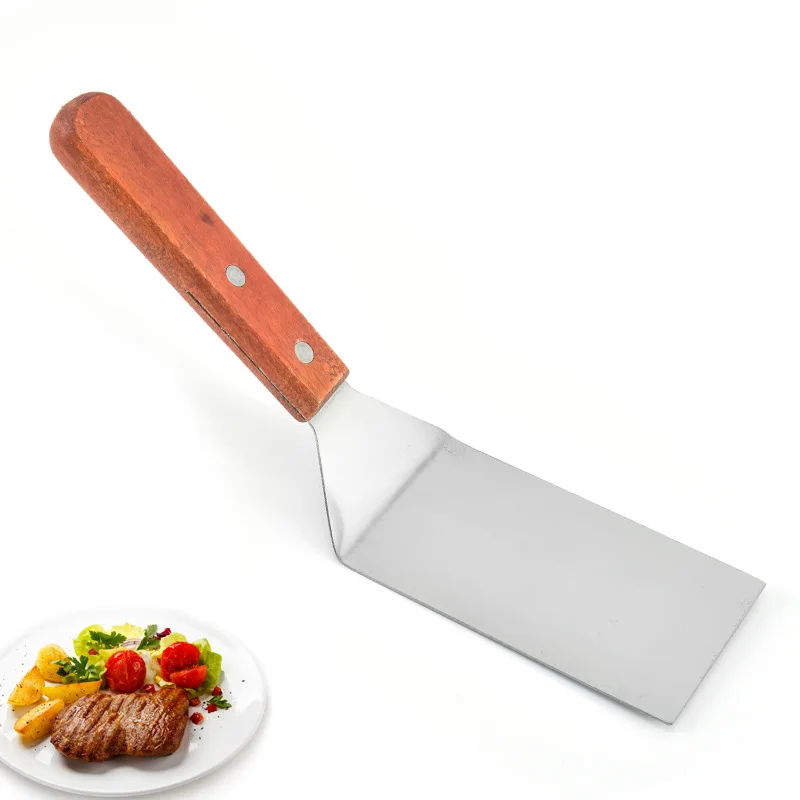 Кухонная антипригарная лопатка для пиццы, торта, сыра, яиц, шоколада, деревянная ручка